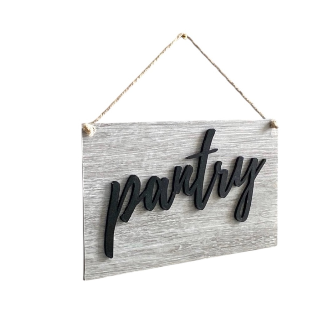 Gray and Black Pantry Sign